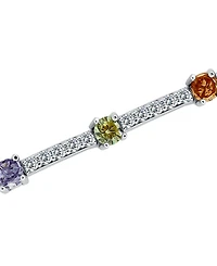 Macy's 3 5/8 ct. t.w 4mm 2mm Round Cubic Zirconia Stone Stations on Pave Link Bracelet, Created for Macy's