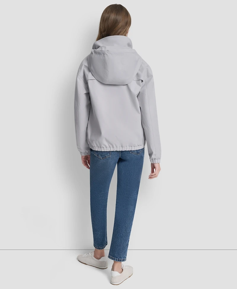 Dkny Women's Stand Collar Bomber Raincoat