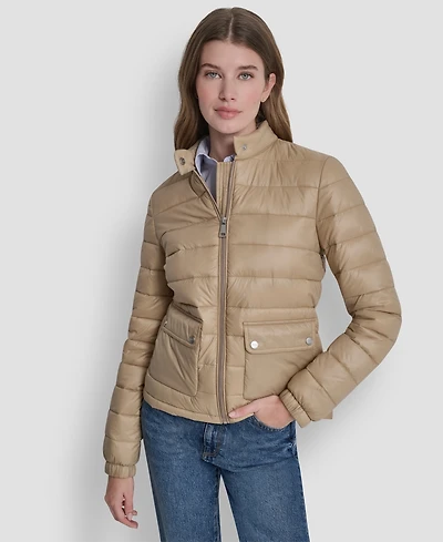 Dkny Women's Packable Moto Collar Short Coat
