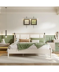 Streamdale Furniture Solid Wood King Bed, No Box Spring Needed