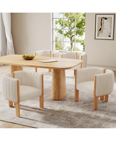 Streamdale Furniture Dining Chairs Set of 4, Modern Fabric Seating with Rubber Wood Frame