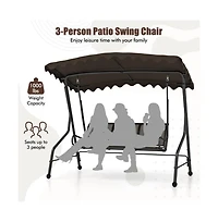 3-Seat Outdoor Porch Canopy Swing with Adjustable Shading