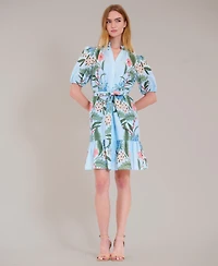 julia jordan Women's Puff-Sleeve V-Neck Mini Dress