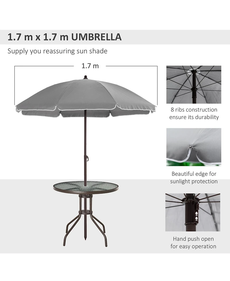 Flynama 6 Piece Patio Dining Set for 4 with Umbrella, Outdoor Table and Chairs with 4 Folding Dining Chairs & Round Glass Table for Garden