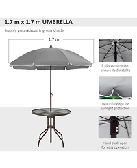 Flynama 6 Piece Patio Dining Set for 4 with Umbrella, Outdoor Table and Chairs with 4 Folding Dining Chairs & Round Glass Table for Garden