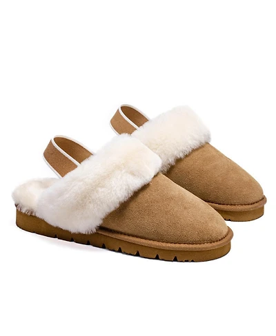 Pazstor Women's Shearling and Suede Clog Slippers Spring