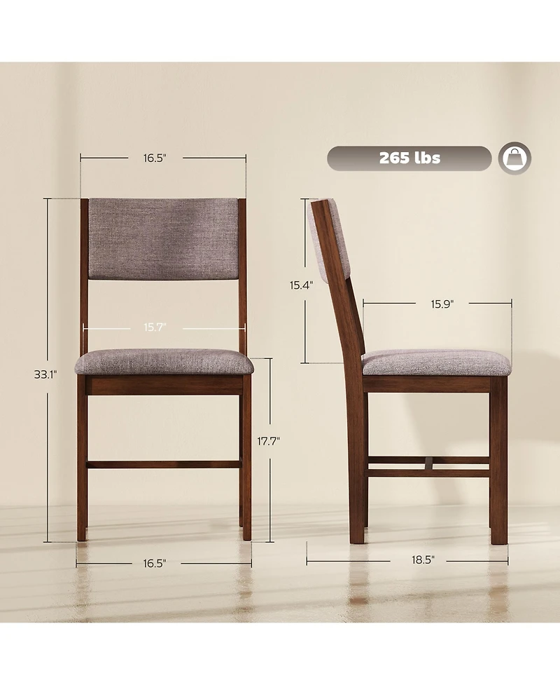 Homcom Dining Chairs Set of 4, Linen Upholste Kitchen Chairs,