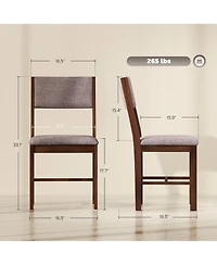 Homcom Dining Chairs Set of 4, Linen Upholste Kitchen Chairs,