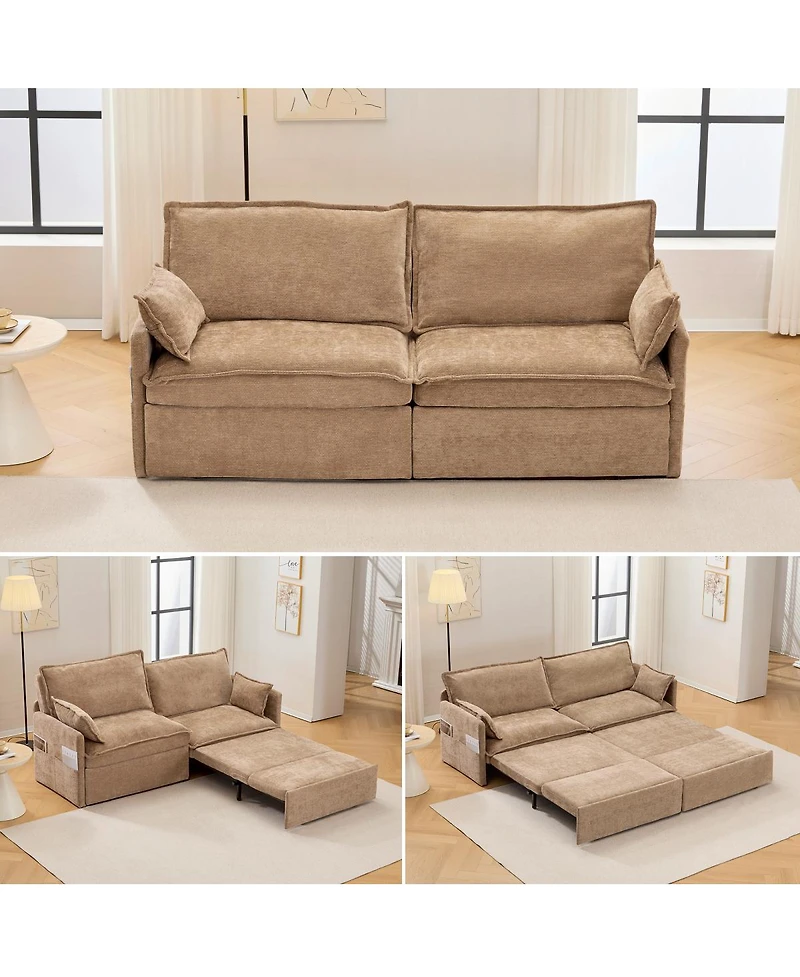 Streamdale Furniture Versatile 3-in-1 Chenille Sleeper Sofa with Storage & Charging