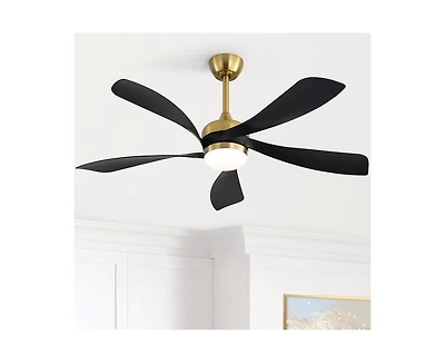 Sofucor 52-inch Modern Gold 5-Blade Ceiling Fan with Led Light and Remote Control