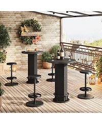 Tribesigns Round Bar Table with 2 Chairs, Industrial Bistro Sets barstools, Pub Cocktail Metal Ring Footrest for Kitchen Nook, Apart