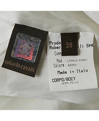 Pre-Owned Roberto Cavalli Women's White Leather Zip-Up Jacket