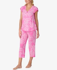 Ellen Tracy Women's Short-Sleeve Jersey Top & Cropped Pants, 2-Piece