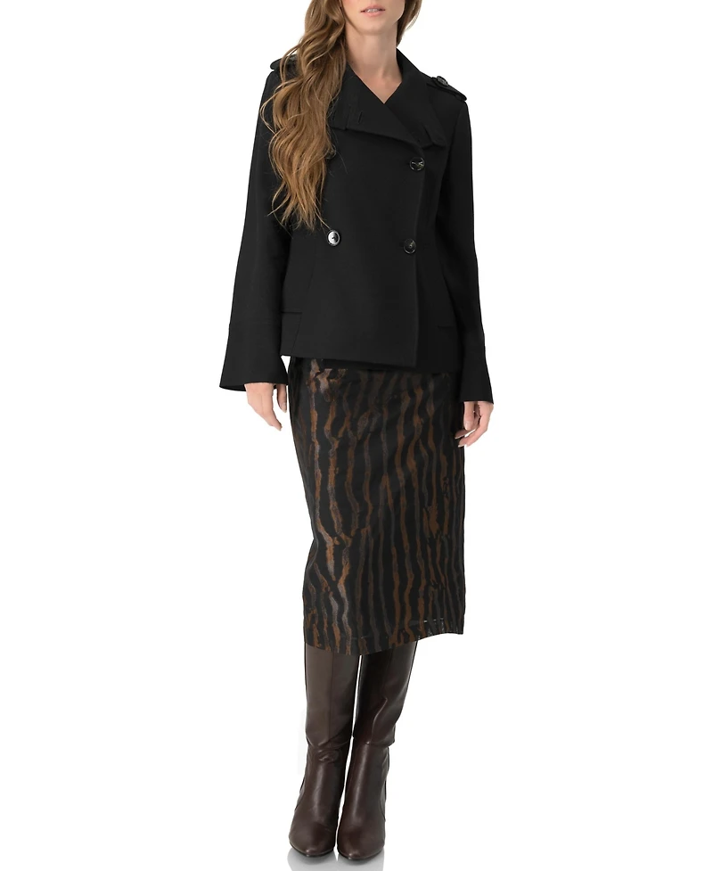 Ivonne Women's Midi Skirt with Back Slit