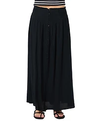 O'Neill Women's Tryston Smocked Waist Button-Front Maxi Skirt