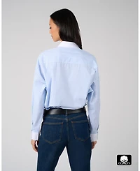 WeWoreWhat Women's Cropped Button Front Shirt