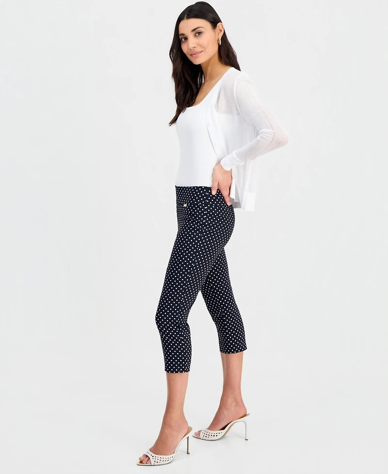I.n.c. International Concepts Petite Printed Mid-Rise Pull-On Bengaline Capri Pants, Created for Macy's
