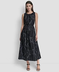 Dkny Women's Sleeveless Drop Waist Midi Dress