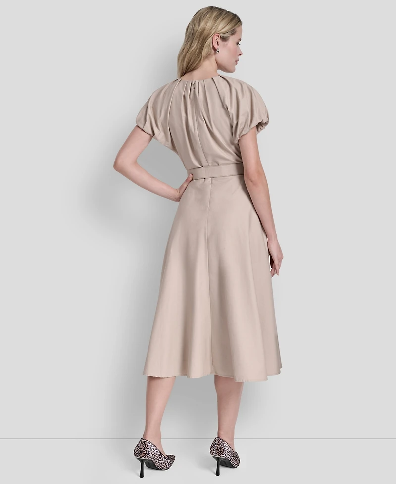 Dkny Women's V-Neck Belted Midi Dress