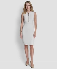 Dkny Women's Sleeveless Zipper Front Crewneck Sheath Dress