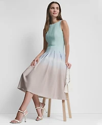 Dkny Women's Sleeveless Pleated Boat Neck Midi Dress