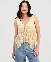 Madden Girl Juniors Lace Hanky-Hem Top