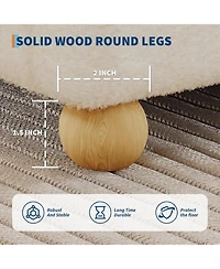 Gaomon Full Cloud Bed Frame - Corduroy Upholstered Low Platform, Solid Wood Legs, No Headboard, Box Spring Needed