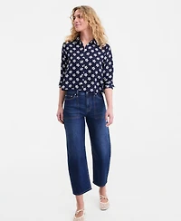 On 34th Women's Cropped Button-Down Crepe Shirt, Macy's Exclusive