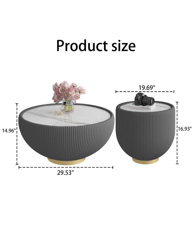 Streamdale Furniture Light Sintered Stone Leather Coffee Table for Living Room Furniture