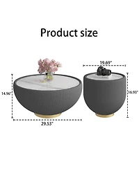 Streamdale Furniture Light Sintered Stone Leather Coffee Table for Living Room Furniture