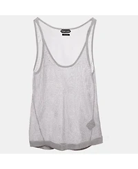 Pre-Owned Tom Ford Women's Silver Metallic Knit Sheer Tank Top