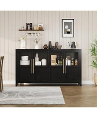 gaomon Sideboard Buffet Cabinet with 4 Glass Doors,