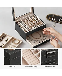 Yigii 3-Layer Jewelry Box with Glass