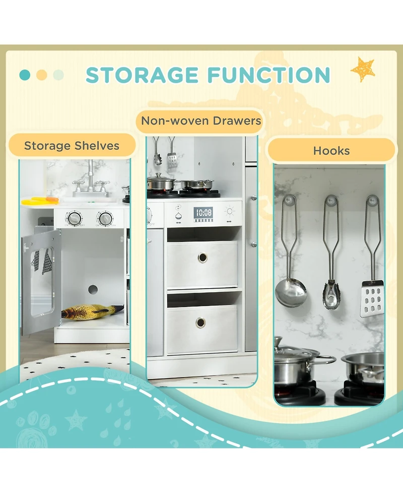 Hongge Kids Play Kitchen with Lights Sounds Ice Maker Role Play Set for Ages 3 to 6