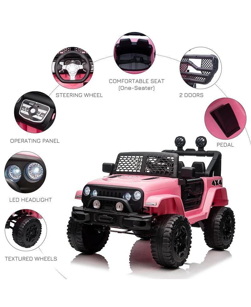 Hongge Kids Electric Ride On Car with Parent Remote Suspension and Lights for Ages 3 to 6