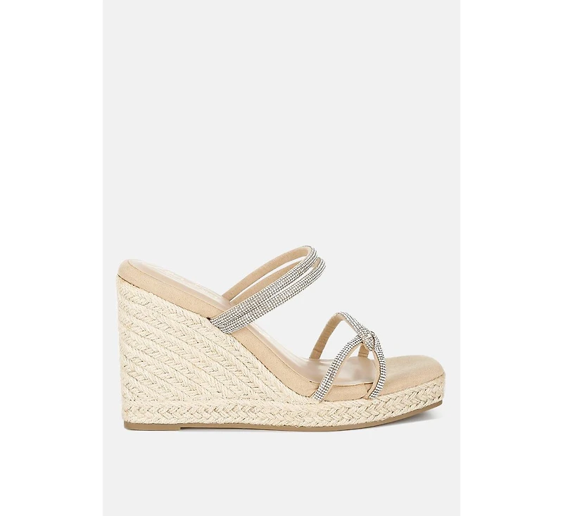 London Rag Womens Enocha Rhinestones Embellished Espadrilles Sandals