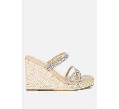 London Rag Womens Enocha Rhinestones Embellished Espadrilles Sandals