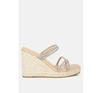 London Rag Womens Enocha Rhinestones Embellished Espadrilles Sandals