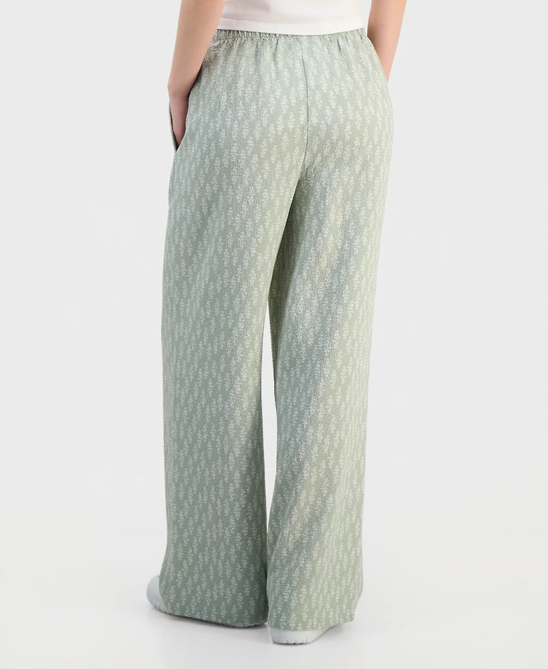 Hippie Rose Juniors' Lightweight Printed Wide-Leg Pants
