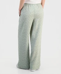 Hippie Rose Juniors' Lightweight Printed Wide-Leg Pants
