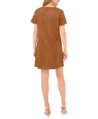Vince Camuto Women's Faux-Suede Seamed-Panel Shift Mini Dress