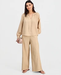 I.n.c. International Concepts Petite Split-Neck Blouson-Sleeve Blouse, Macy's Exclusive