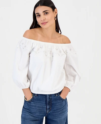 I.n.c. International Concepts Petite Off-The-Shoulder 3/4-Sleeve Top, Macy's Exclusive