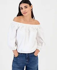 I.n.c. International Concepts Petite Off-The-Shoulder 3/4-Sleeve Top, Macy's Exclusive