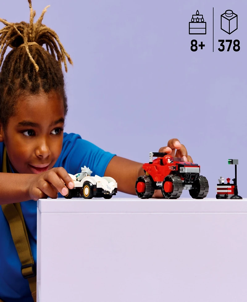 Lego Sonic the Hedgehog Silver's Car vs. Knuckles' Monster Truck Building Toy 77118, 378 Pieces