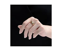 GiGiGirl Elegant Cz Double Heart Band Ring 14K Gold Plated