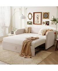 Streamdale Furniture Twin Velvet Upholstered Daybed with Pop Up Trundle