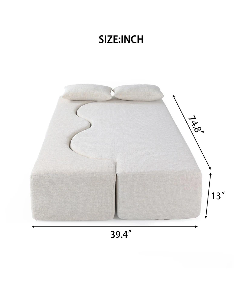 Streamdale Furniture 2-in-1 Foldable Sofa Bed, 75 Inch Folding Couch w/ Memory Foam Mattress & 2 Pillows