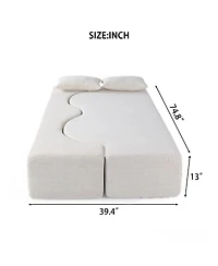 Streamdale Furniture 2-in-1 Foldable Sofa Bed, 75 Inch Folding Couch w/ Memory Foam Mattress & 2 Pillows