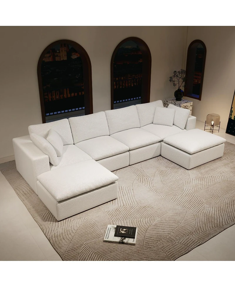 Streamdale Furniture Modular Sectional Sofa, Upholstered Couch, 5PC Free Combination, White